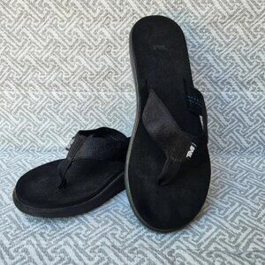 Teva Black Voya Wedge Sandals 1019043